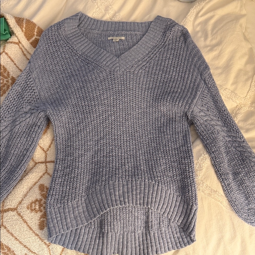 American Eagle Outfitters Light Blue V-Neck Sweater